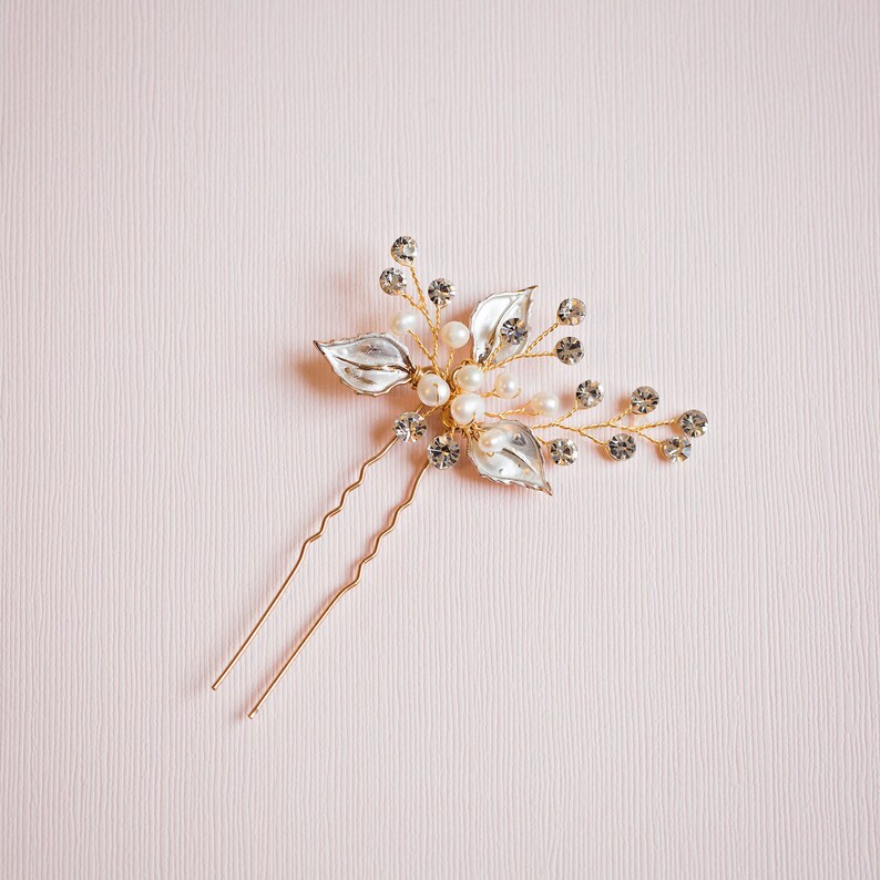 Bridal Hair Pin Leaf Hair Pin Gold Hair Pin Gold or Silver Etsy