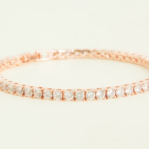 Brautschmuck Rosegold Armband Brautjungfer Geschenk, Kristall Swarovski Hochzeitsschmuck, Brautjungfer Schmuck Set, Rosegold Armband, "Livie"