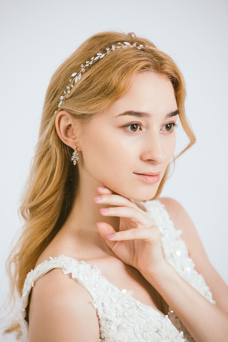 Bridal Crystal Opal Headband, Crystal Bridal Hairpiece, Wedding Headband, Wedding Hair Accessory, Bridal Rhinestone Headband, Noelle image 4