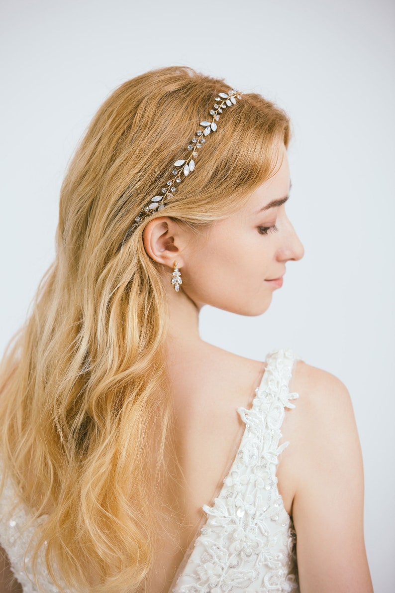 Bridal Crystal Opal Headband, Crystal Bridal Hairpiece, Wedding Headband, Wedding Hair Accessory, Bridal Rhinestone Headband, Noelle image 5