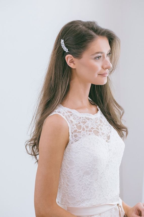 Crystal Hair Clip Side Clip, Rhinestone Hair Clip, Bridal Hair Clip, Leaf  Hair Clip, Bride Side Clip, Bridal Hair Accessories, 