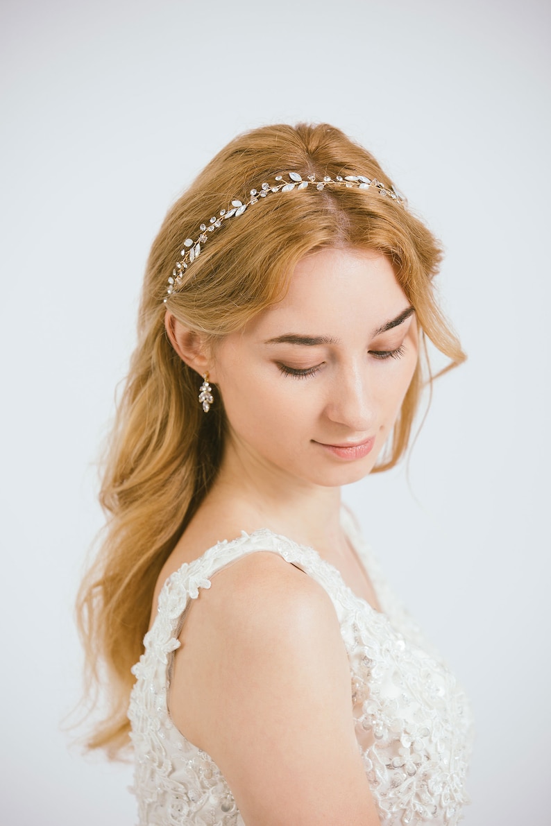 Bridal Crystal Opal Headband, Crystal Bridal Hairpiece, Wedding Headband, Wedding Hair Accessory, Bridal Rhinestone Headband, Noelle image 1