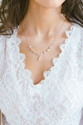Bridal Simple Necklace, Bridal Crystal Necklace, Rhinestone Necklace, CZ Wedding Jewelry Set, Bridal Jewelry, "Heather"