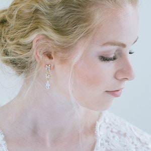 Crystal Bridal earrings Wedding jewelry Swarovski Rose Gold image 2