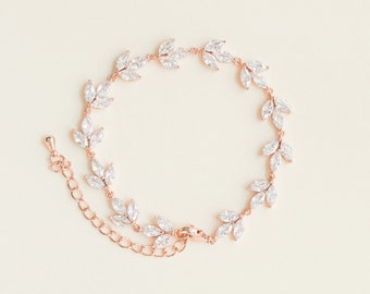 Bridal Bridesmaid Jewelry Rose Gold Bracelet Gift Set, Crystal Wedding Jewelry Set, Bridesmaid Jewelry Set, Rose Gold Bracelet, "Presley"
