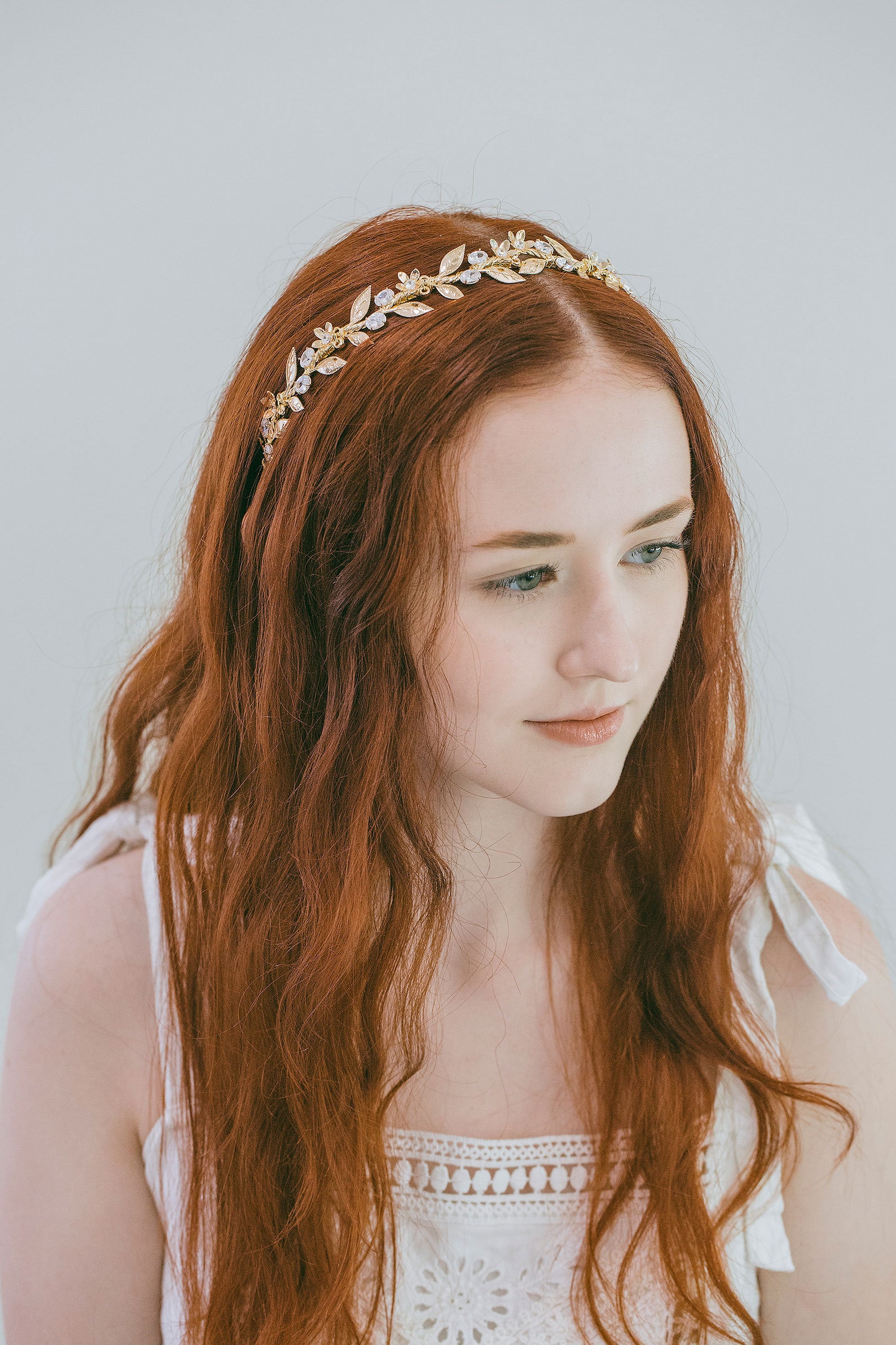 Bridal Gold Leaf Headband Tiara Boho Vintage Bridal Gold Etsy