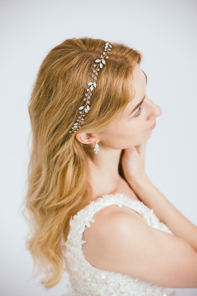 Bridal Crystal Opal Headband, Crystal Bridal Hairpiece, Wedding Headband, Wedding Hair Accessory, Bridal Rhinestone Headband, Noelle image 2