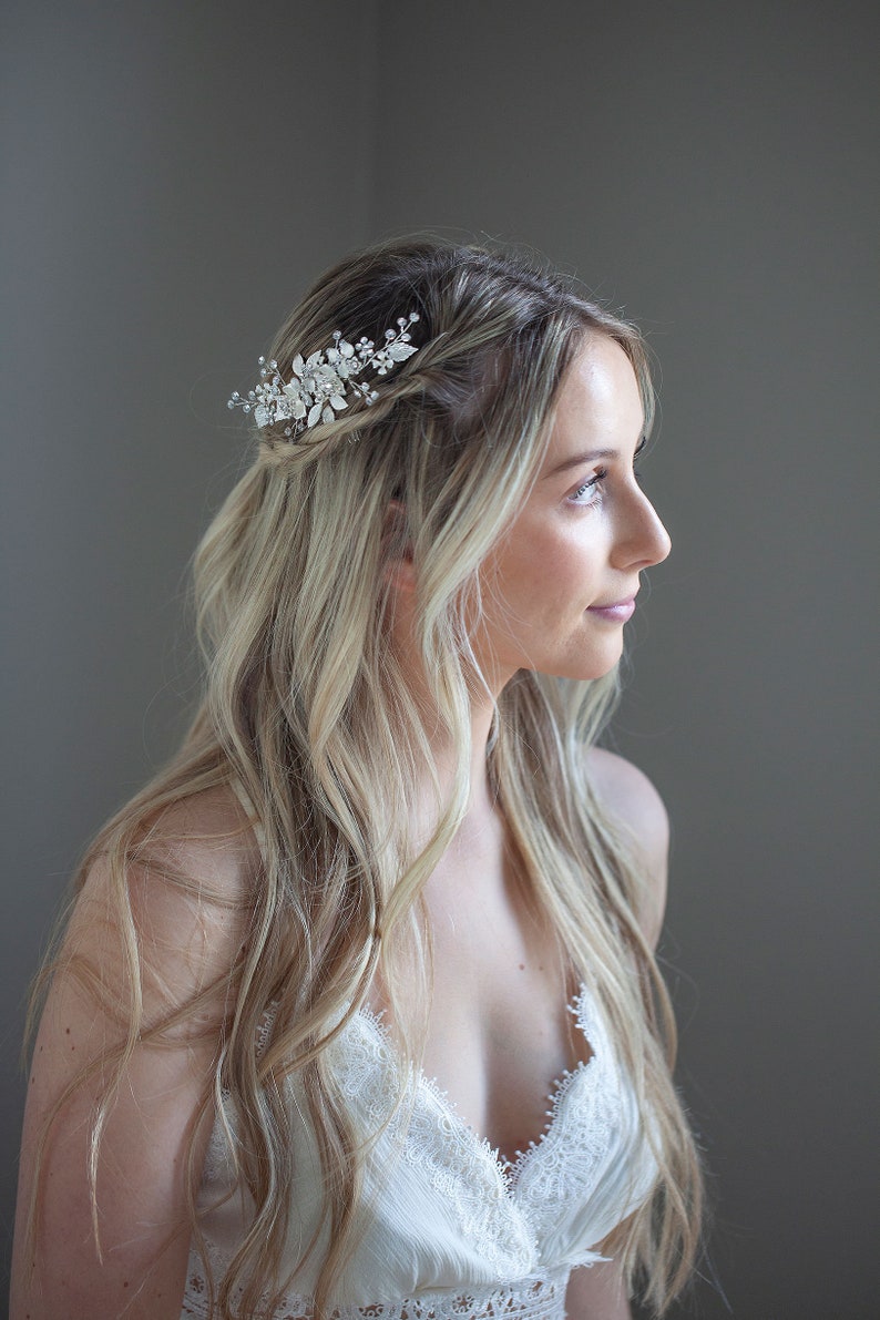 Bridal Champagne Wedding Hair Comb, Champagne Hair Comb, Flower Side Comb, Beige Flower Comb, Wedding Headpiece, Helena image 8