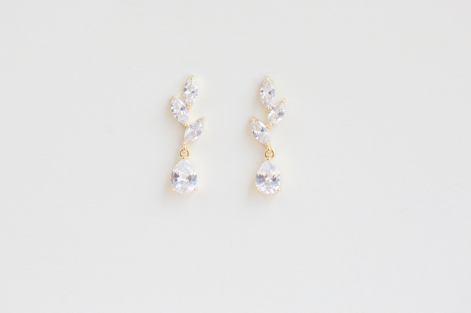Crystal Leaf Drop Earrings Wedding CZ Earrings Bridesmaid - Etsy