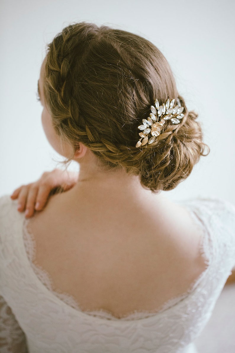 Bridal Hair Comb Rhinestone hair comb Wedding Back Comb RosyroseStudio Wedding Hair Comb Crystal Hair Comb Gold Hair Comb