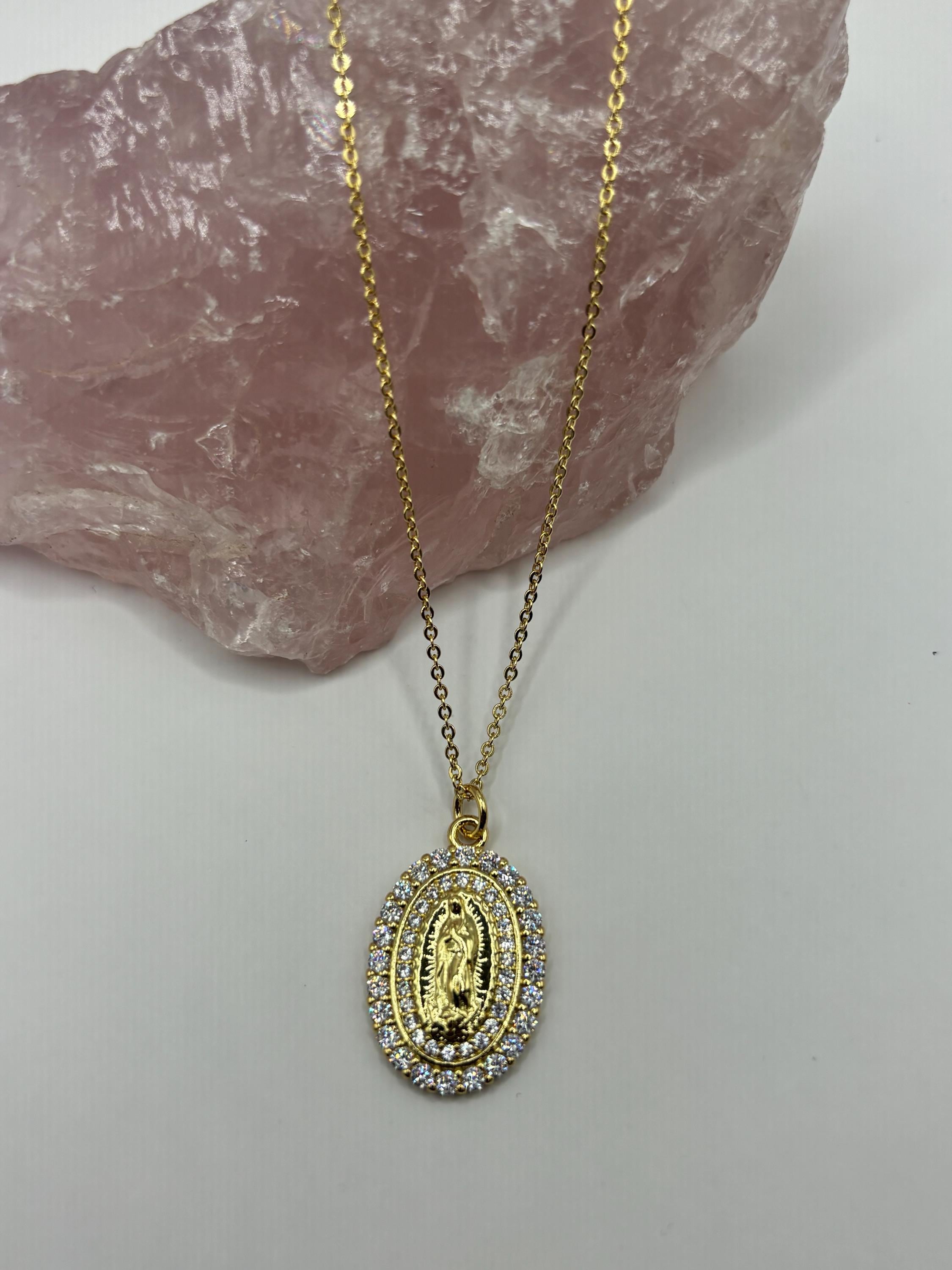 Gold Plated Virgin Mary Pendant Necklace - Etsy