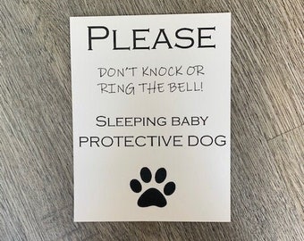Don’t Knock or Ring Bell. Naptime. Sleeping Baby Protective Dog - Front Door Magnet