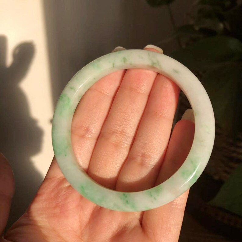 Jadeite Jade Bracelet W//Certs Type A NEW 100/% Certified Light Green Natural