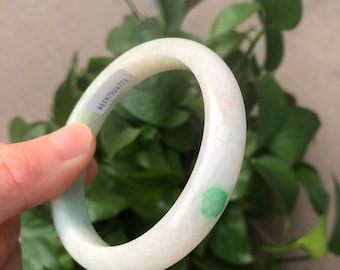 Jade Bangle 57mm-Light green/ A Grade Jadeite Jade Bangle-Natural Bangle, Jadeite Bangle, Jade Bracelet, Green Jade certificate 1006