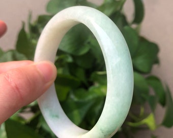 Jade Bangle 55mm-Light green/ A Grade Jadeite Jade Bangle-Natural Bangle, Jadeite Bangle, Jade Bracelet, Green Jade certificate 1002