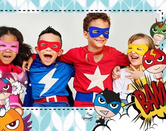 Super Heroes Photobooth Frame Overlay, Invitation Design — Digital Print