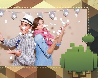 Superposición de marco de Photobooth de Minecraft, diseño de invitación — Impresión digital