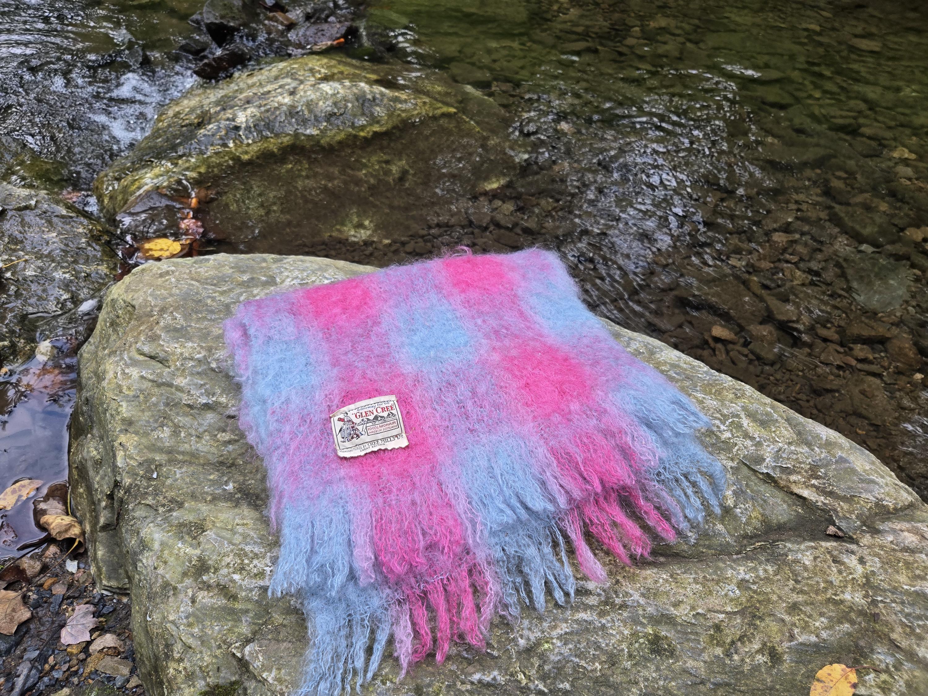 GLEN CREE モヘヤブランケット(L) Glen Cree 100% Mohair Blanket Scotland 60