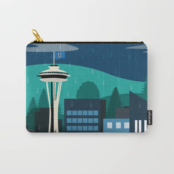 Seattle Pouch, Seattle, Seattle Carry All Pouch, Makeup Bag, Pencil Pouch, Space Needle, 12th Man