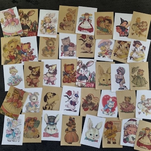 40 Stück Mini-Buch Papierseiten Vintage Retro Comic-Stil Kinderbuch Illustration für Scrapbook oder Junk Journal DIY Papercraft