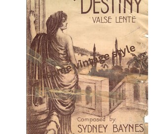 Vintage Destiny Sheet Music Cover, Valse Lente (Digital Download)