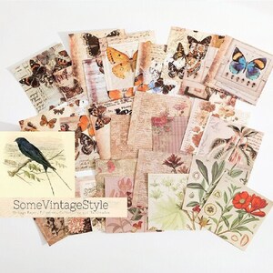 25pcs Retro Vintage Style Nature  Florals Butterflies Note Paper Decorative  Journal Writing Paper for junk journals, scrapbooking