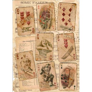 Naipes de póquer con cara de Joker Circus Grunge vintage para diario basura, descarga digital de efímeras de scrapbooking, tarjetas de cigarrillos digitales ATC