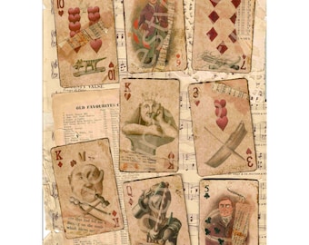 Cartas de Joker vintage, efímeras de scrapbooking de diario basura grunge (descarga digital)