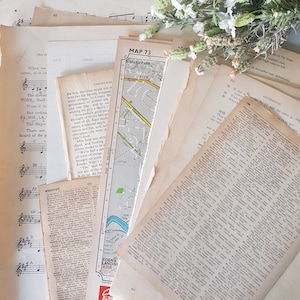 Random Book Pages Paper Pack for Ephemera Junk Journal, Assorted Book Pages, Scrapbooking Supplies, 40 pieces