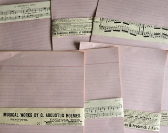 Vintage lined note paper | pink ruled memo loose leaf junk journal paper supplies, vintage ephemera mixed media