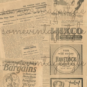 Australian Vintage Newspaper A4 Digital Download, Collage Junk Journal Paper, Vintage Ephemera VN1 JPEG PNG PDF