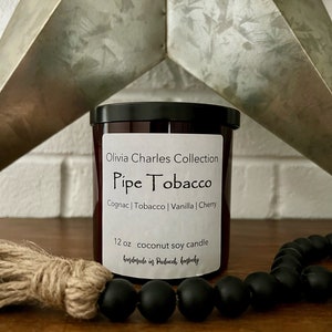 Pipe Tobacco Scented Candle / Soy 12oz Amber Jar Container Candle / Amber glass jar / cigar scent / farmhouse candle / musk scent