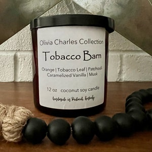 Tobacco Barn Scented / Soy 12oz Amber Jar Container Candle / Farmhouse Candles / Tobacco Candle / Organic Soy Candle