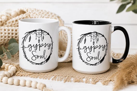 Gift for Wanderlust Lover, Gypsy Soul Coffee Mug, Boho Coffee Cup, Free Spirit Mug, Hippie Gift, Bohemian Tea Cup