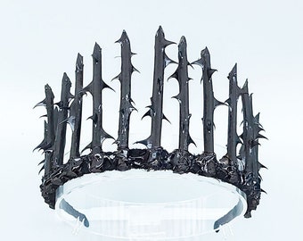 Black Spiked Crown,Black thorn tiara, Spikey Gothic Punk Headband,Thorn wreath, Rose thorns crown, Nesta Archeron crown, Black Bride tiara