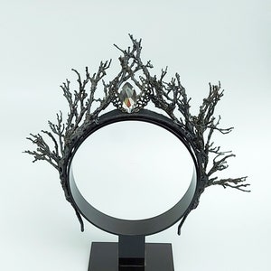 Black Moon Crown,Woodland crown,Branches crown, Black Tiara, Black Elven tiara,Forest crown, Dark elf crown, moon witch tiara, Branch hat