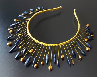 Lapis lazuli Kristall Krone,Kristall Tiara,blaue Krone,Heiligenschein Krone,Heiligenschein Kopfschmuck,Braut blaue Tiara,Meerjungfrau Krone,Festival Tiara,Brautkrone