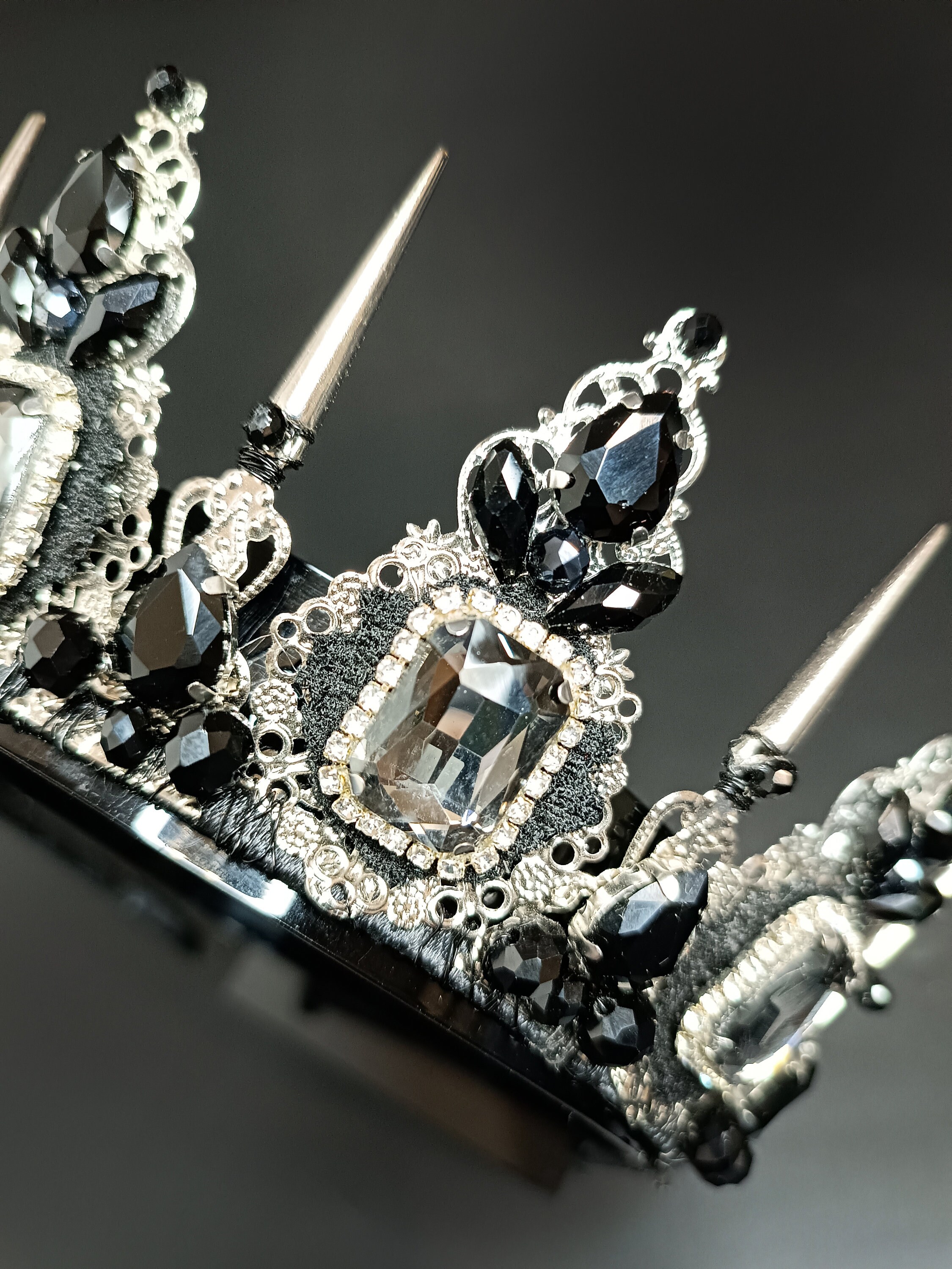 Handmade Crystal Tiara Crown Burning Man NWT Bridget Good Queen of Hearts Crown, Small Rose Crown W/ Red  main image 2