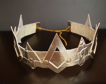 Gold Crown,Man crown,Gold crown headpiece,Leather Crown,King Crown,Men crown,Queen Crown,unisex crown, Men's Crown, Male crown, man headband