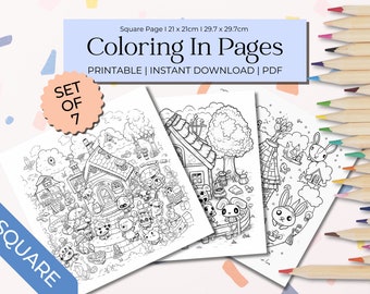 Arquivo digital de páginas para colorir inspiradas em Animal Crossing, colorir para crianças, atividades infantis, artes e ofícios