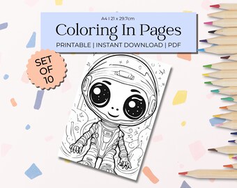 Folhas para colorir do espaço sideral, artes e ofícios, diversão infantil, arquivo digital