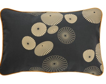 Pillow cover FLOWERSHOWER, dark grey/apricot, 60 x 40 cm (without filling)