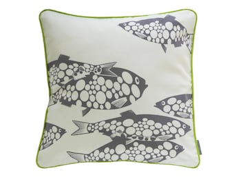 Pillow cover Miss Fish, woolly/grey-violet, 50 x 50 cm (without filling)
