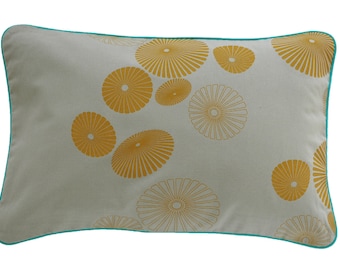 Pillow cover FLOWERSHOWER, light grey/mustard, 60 x 40 cm (without filling)