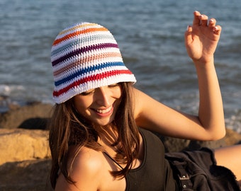 Crochet fisherman hat, Model Portofino, Colorful young cotton cloche, Handmade women hat, Teenager summer accessories, Gift for friend