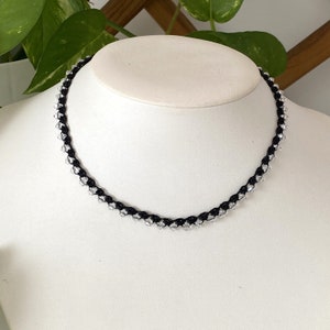 Black crochet women choker, Handmade necklace beaded, Single strand bead necklace, Formal necklaces for women, Necklaces summer, Gift mom image 4