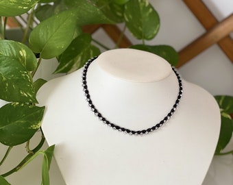 Black crochet women choker, Handmade necklace beaded, Single strand bead necklace, Formal necklaces for women, Necklaces summer, Gift mom