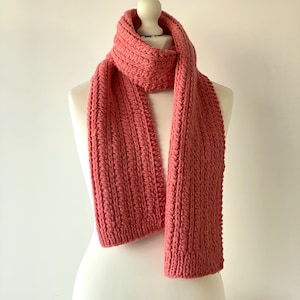 knitted scarf women handmade, Handmade braided scarf, Alpaca peach pink wool scarf, Handmade gifts for girlfriend, Christmas present for mom image 4