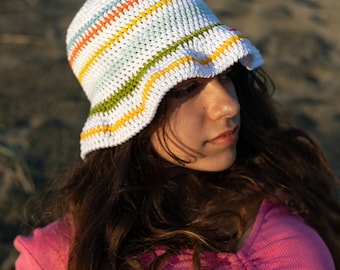 Crochet fisherman hat, Colorful young cotton cloche, Handmade women hat, Teenager summer accessories, Gift for friend One of a Kind