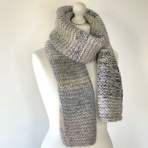 Handmade melange knitted wool scarf, Women&#39;s knitted scarf, Men&#39;s scarf, Mountain travel accessories, Christmas gift idea for husband